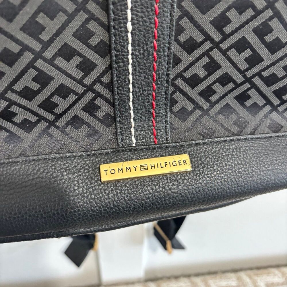 Tommy Hilfiger Signature Canvas Faux Leather Backpack - Picture 2 of 5